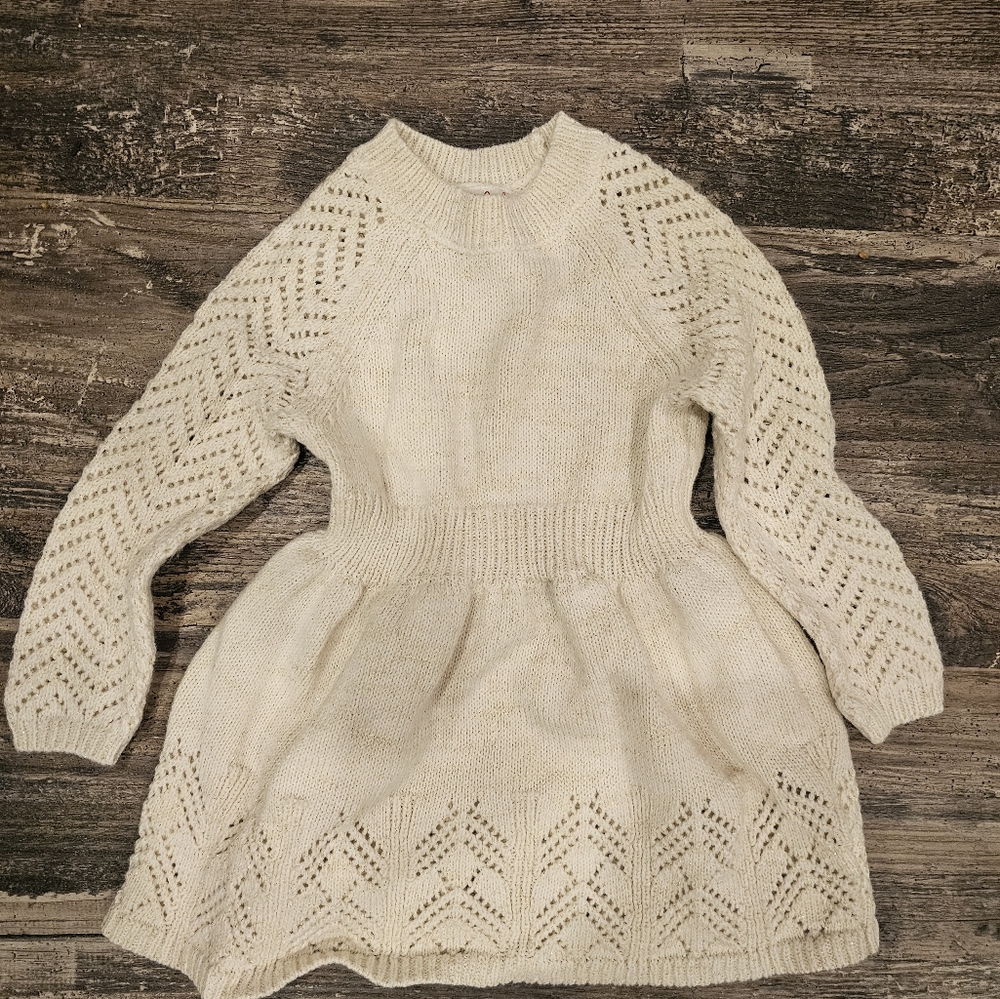 Cat & Jack Cream Knit Casual Dress
